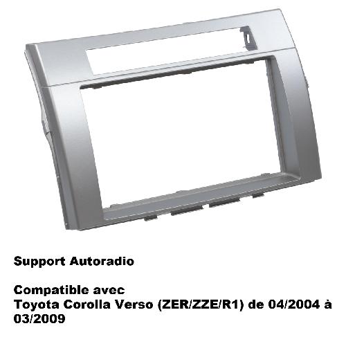Supports Autoradio de Roger Support Autoradio 2Din compatible avec Toyota Corolla verso 04-09 - Argent