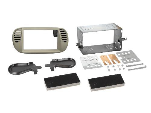 Facade autoradio Fiat Support Autoradio 2Din pour Fiat 500 10 2007-07 2015 gris perle
