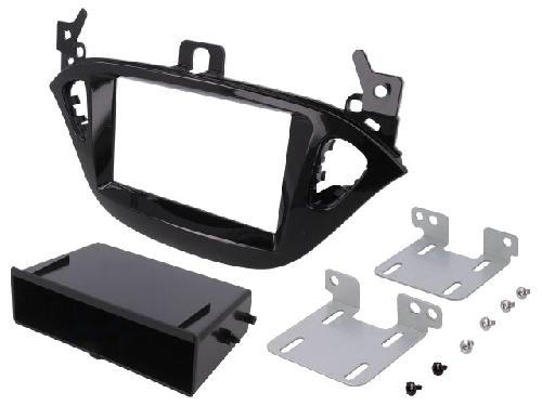 Supports Autoradio de Roger Support autoradio compatible avec Opel Adam ap12 Corsa E ap14 - Noir brillant - avec vide-poche