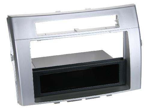 Supports Autoradio de Roger Support Autoradio compatible avec Toyota Corolla verso 04-09 - Argent 1din avec vide-poche