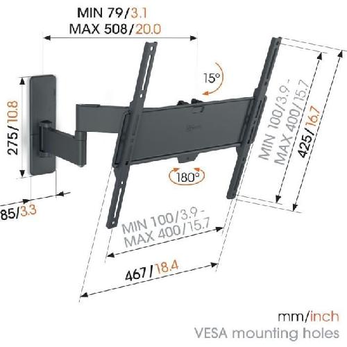 Fixation Tv - Support Tv - Support Mural Pour Tv Support mural pour TV - VOGEL'S - TVM 1443 Full-Motion+ Medium. 2 bras. 32-65