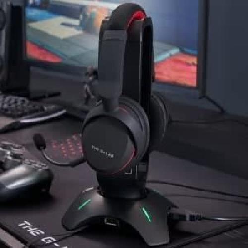 Microphone Pc Support pour Casque Gamer - The G-Lab - K-STAND RADON - RGB - USB - Noir