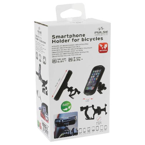 Fixation - Support Telephone Support smartphone etanche taille L compatible avec 2 roues - 14x7cm - 360degres - Pulse