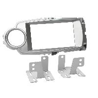 Supports Autoradio de Roger Kit Facade autoradio 2DIN compatible avec Toyota Yaris 11-14 Argent