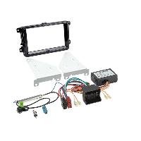 Supports Autoradio de Roger Kit support 2DIN Adaptateur antenne autoradio CAN-Bus compatible avec VW Seat Skoda Noir brillant