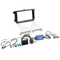 Supports Autoradio de Roger Kit support 2DIN Adaptateur SWC antenne compatible avec VW Seat Skoda Noir brillant