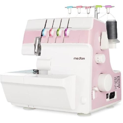 Machine A Coudre Surjeteuse - MEDION - SO 90 - 91W - Type d'aiguille 11. 14. 16 - 1200 tr/min - LED - Rose