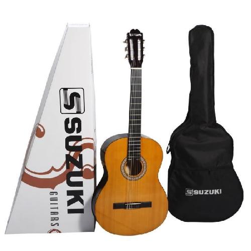 SUZUKI Guitare classique 4-4 pour adulte finition naturelle avec housse de protection