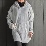 Sweat plaid polaire - TODAY - Manches longues et poche - 70 x 87 cm - Gris