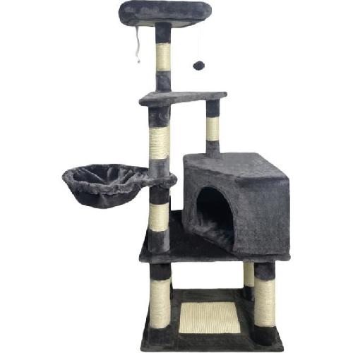 Arbre A Chat SWIFTY Arbre a chat - 55 x 40 x 138 cm - Gris foncé - 3 plateformes. 1 perchoir. 1 niche. poteaux a griffer