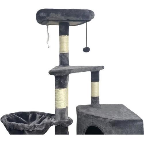 Arbre A Chat SWIFTY Arbre a chat - 55 x 40 x 138 cm - Gris foncé - 3 plateformes. 1 perchoir. 1 niche. poteaux a griffer