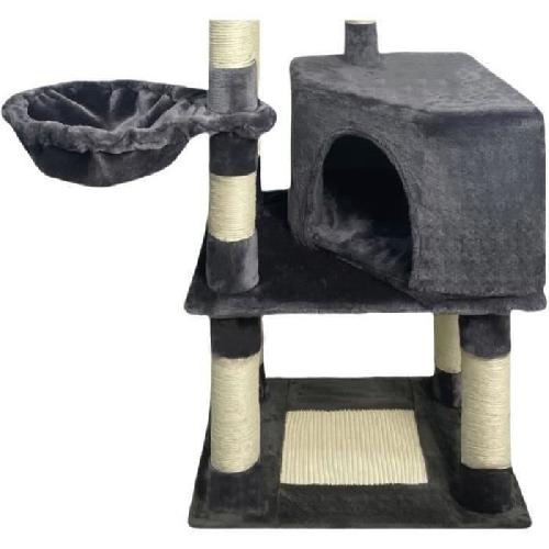 Arbre A Chat SWIFTY Arbre a chat - 55 x 40 x 138 cm - Gris foncé - 3 plateformes. 1 perchoir. 1 niche. poteaux a griffer