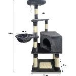 Arbre A Chat SWIFTY Arbre a chat - 55 x 40 x 138 cm - Gris foncé - 3 plateformes. 1 perchoir. 1 niche. poteaux a griffer