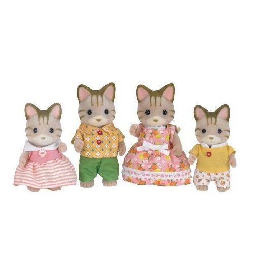 Figurine Miniature - Personnage Miniature SYLVANIAN FAMILIES - 5180 - Famille Chat Tigre - Les Familles - Articulée et Habillée - A partir de 3 ans