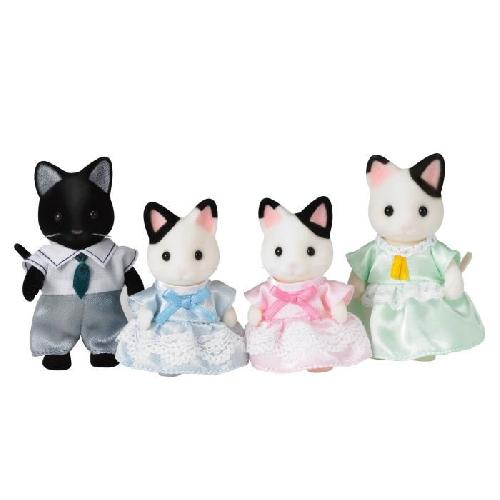 Figurine Miniature - Personnage Miniature SYLVANIAN FAMILIES - 5181 - Famille Chat Bicolore - Articulée et Habillée - A partir de 3 ans