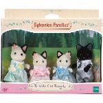 Figurine Miniature - Personnage Miniature SYLVANIAN FAMILIES - 5181 - Famille Chat Bicolore - Articulée et Habillée - A partir de 3 ans