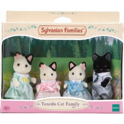 Figurine Miniature - Personnage Miniature SYLVANIAN FAMILIES - 5181 - Famille Chat Bicolore - Articulée et Habillée - A partir de 3 ans