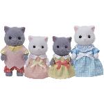 Poupee SYLVANIAN FAMILIES - Famille chat persan - 4 personnages articulés et habillés - Pour enfants a partir de 3 ans