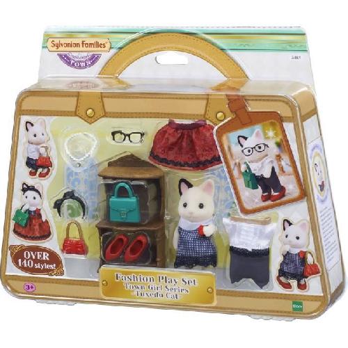 Figurine Miniature - Personnage Miniature SYLVANIAN FAMILIES - La valisette de mode et grande soeur chat bicolore