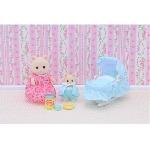 Poupee SYLVANIAN FAMILIES - Set Le nouveau venu - Couffin a bascule et figurines chat creme - PReT A JOUER