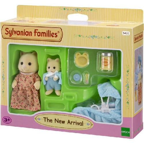 Poupee SYLVANIAN FAMILIES - Set Le nouveau venu - Couffin a bascule et figurines chat creme - PReT A JOUER