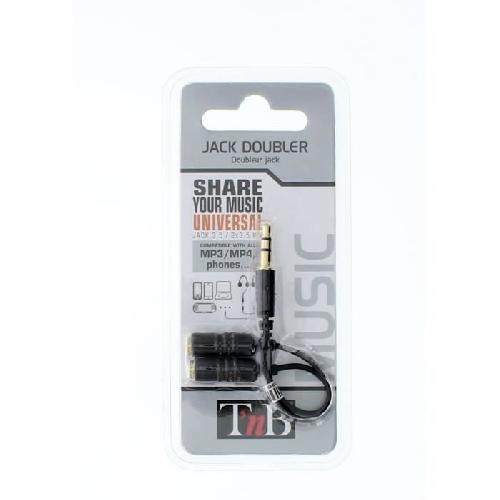 Cables Jack T'nB Doubleur Stereo Jack 3.5mm - Noir - Male-Femelle x10