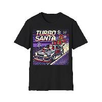 T-shirt - Debardeur T-shirt Turbo Santa Pixel Art voitures style retro geek