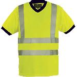 T-shirt MC col V jaune fluorescent L