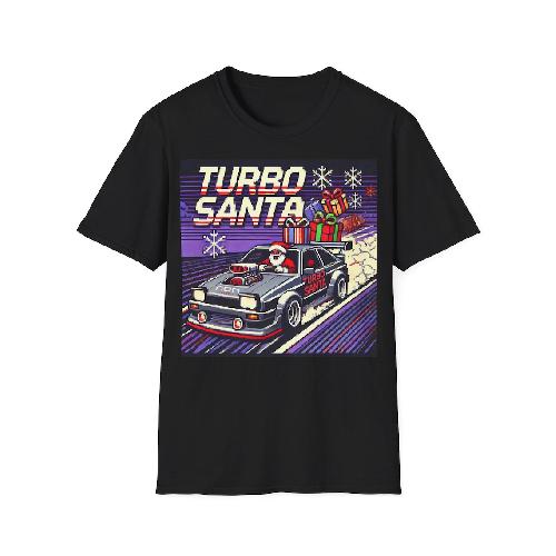 T-shirt T-shirt Turbo Santa Pixel Art voitures style retro geek