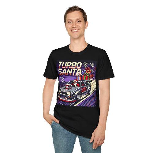 T-shirt T-shirt Turbo Santa Pixel Art voitures style retro geek