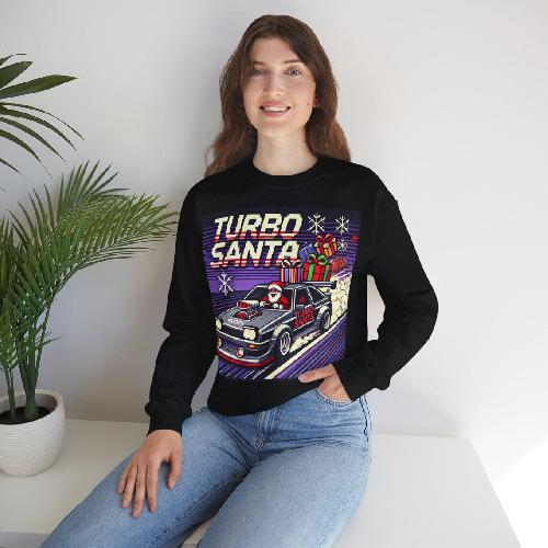 Sweatshirt T-shirt Turbo Santa Pixel Art voitures style retro geek