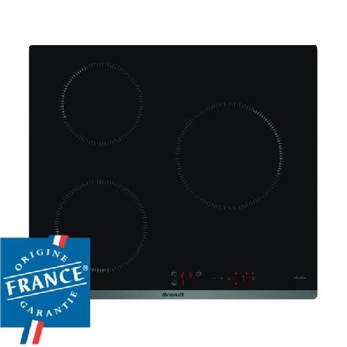 Table - Plaque De Cuisson - Induction Table de cuisson induction BRANDT - 3 zones - 4600W - Revetement verre - Noir - L58 x P51 cm - BPI6310B