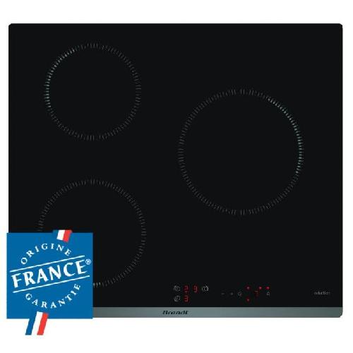 Table - Plaque De Cuisson - Induction Table de cuisson induction BRANDT - 3 zones - 4600W - Revetement verre - Noir - L58 x P51 cm - BPI6310B
