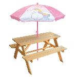 Dinette - Cuisine Table pique-nique Licorne en pin avec parasol - FUN HOUSE - H.53 x l.95 x P.75 cm - Pour enfant