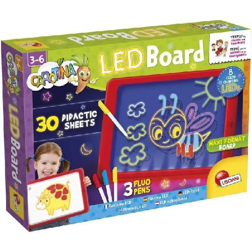 Jeu D'apprentissage Tableau LED - LISCIANI - Carotina - Dessins lumineux - Feutres fluo - Apprentissage créatif - Fiches didactiques