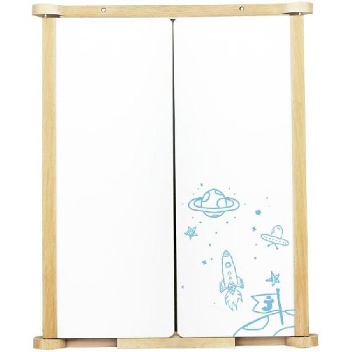 Tableau Enfant Tableau Triptyque Mural en Bois Naturel - JEUJURA - Ardoise Centrale et Volets Craie/Feutre. Accessoires Inclus. 82x56 cm