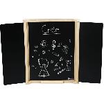 Tableau Enfant Tableau Triptyque Mural en Bois Naturel - JEUJURA - Ardoise Centrale et Volets Craie/Feutre. Accessoires Inclus. 82x56 cm