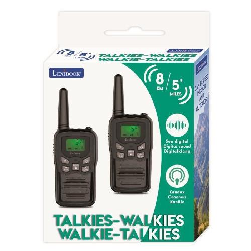 Talkie-walkie Jouet Talkie-Walkies LEXIBOOK noirs - Portee 8 km - Fonction Moniteur - Lampe de poche integree