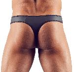 Dessous Tanga Homme Noir Transparant a Rayures - S
