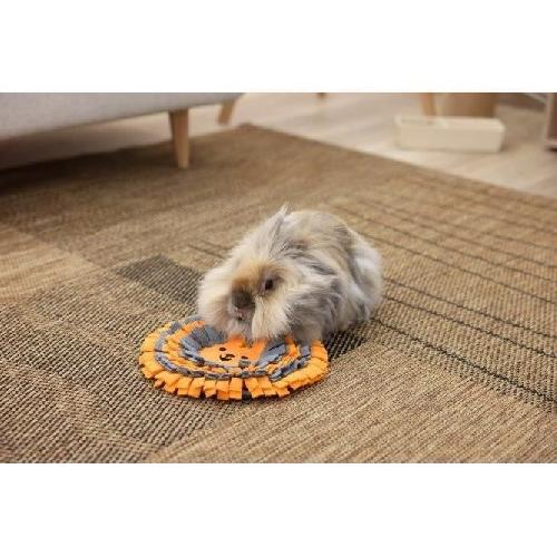 Accessoire De Cage - Abri Petit Animal Tapis a renifler pour lapins - KERBL - Ø25 cm - Prise ludique - Antidérapant