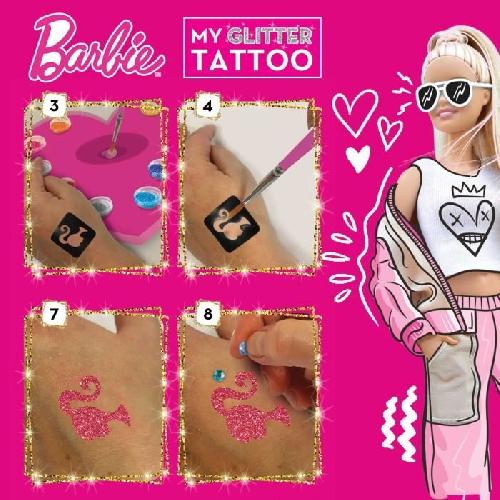 Jeu De Creation Maquillage Tatouages Barbie - LISCIANI - Barbie - Glitter Tattoo - Tatouages pailletés - Matériel sûr et testé