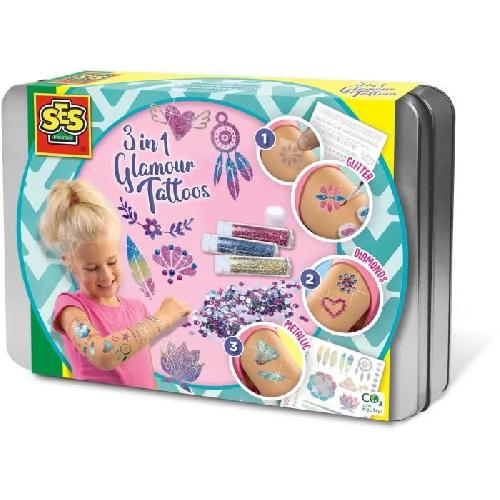 Jeu De Tatouage Tatouages glamour 3 en 1 - SES CREATIVE - Multicolore - Blanc - Pour enfants des 5 mois