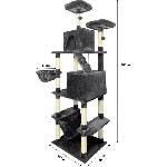 Arbre A Chat TAYLOR Arbre a chat - 60 x 50 x 206 cm - Gris foncé -  2 plateformes. 1 perchoir. 2 cabanes. 1 hamac