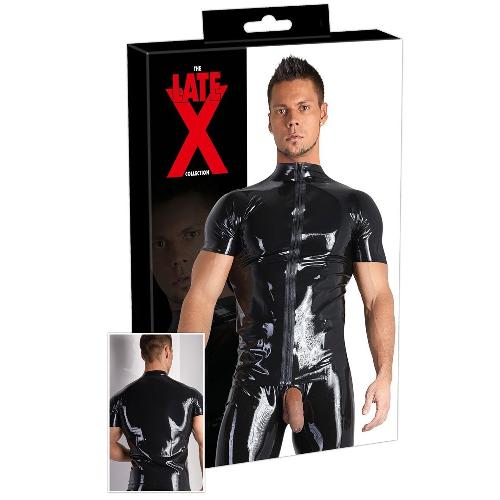 Tee Shirt en Latex avec Zip - XL Noir