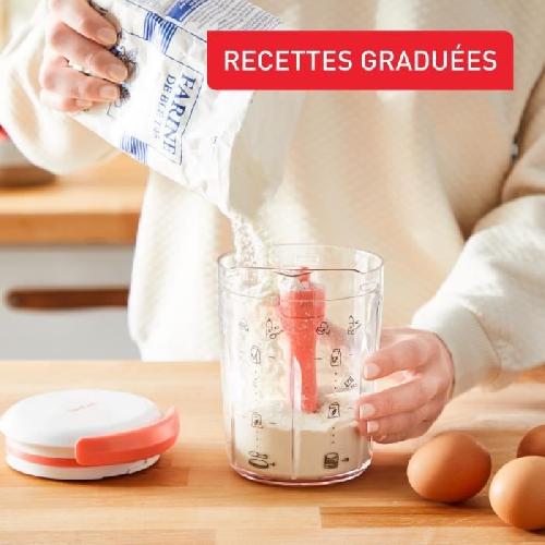Bol Mixer - Bol A Preparation TEFAL Crepes Express Melangeur pate a crepes. Preparation en 2 minutes. Sans grumeaux. 3 recettes graduees integrees K1844404