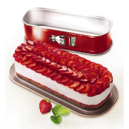Moule A Gateau - Patisserie TEFAL Moule a cake Delibake en acier - Ø 30 x 11 cm - Rouge et gris - Avec charniere