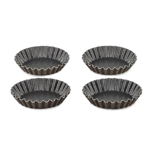 TEFAL Success Lot de 4 mini moules tartelettes 11 cm. Revetement antiadhésif. Fabriqué en France. Tabac J1608102