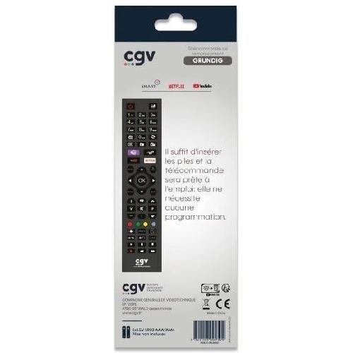 Telecommande Tv - Video - Son Télécommande de remplacement - CGV - FIDELIO Grundig - Pour téléviseurs Grundig - Sans programmation - Prete a l'emploi