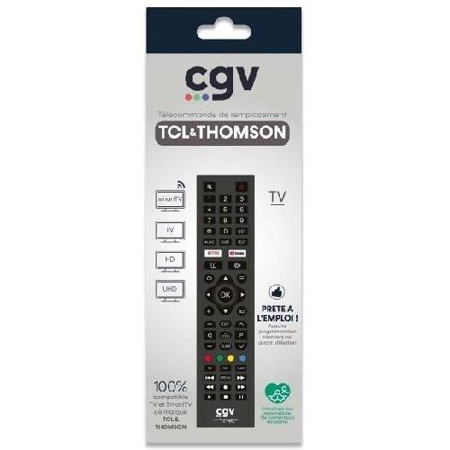 Telecommande Tv - Video - Son Télécommande de remplacement - CGV - FIDELIO TCL & Thomson - Pour téléviseurs TCL et Thomson - Sans programmation