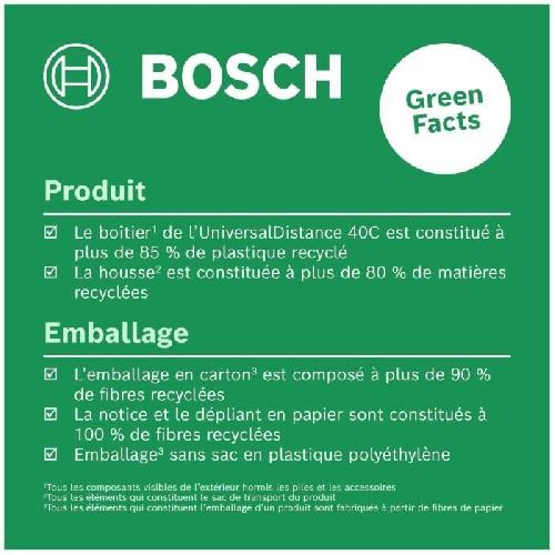 Longueur (telemetre - Laser Mesureur) Telemetre laser UniversalDistance 40 C Bosch -mesure precise de distances jusqu'a 40 m. connectivite Bluetooth. fonctions de